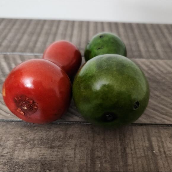 Vintage 2 Painted Bottleneck Gourds Small Red Green Fall Decorations - Picture 4 of 4